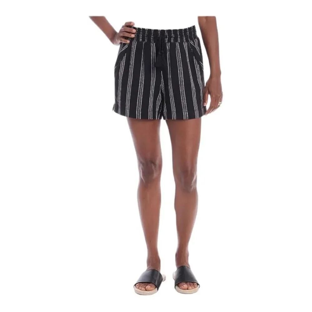 Womens Briggs New York Linen Blend Pull-On Shorts with Tassel Drawstring - Sz M